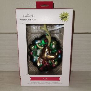Hallmark The Grinch "Max" Blown Glass Christmas Tree Ornament